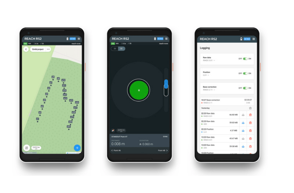 Application mobile pour récepteur GPS Reach RS2